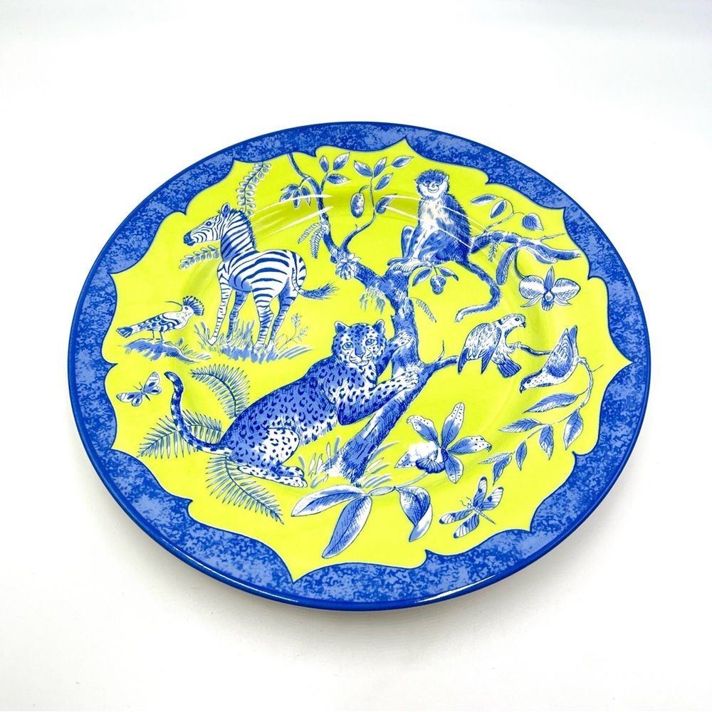 Lynn Chase Designs African Inspirations 2003 11” DINNER PLATE‎ Blue & Green RARE